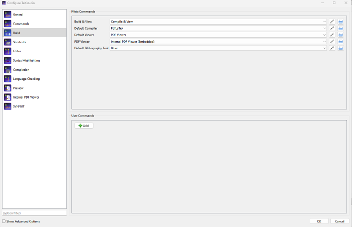 <code>Build</code> <em>Window in TeXstudio which might be required to be updated.</em>