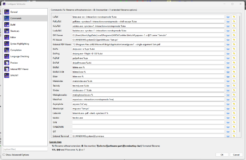 TeXstudio command window