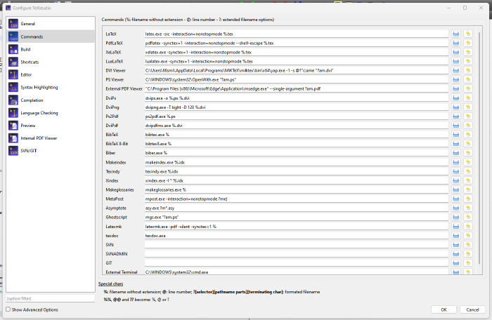 TeXstudio command window